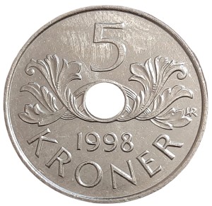 Norway 5 Kroner KM 463 1998 UNC