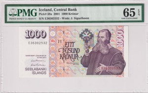 Islandia 1000 Kronur P-59a 2001 PMG65