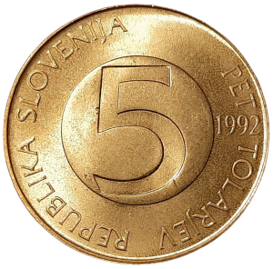 Słowenia 5 Tolarów KM 6 1992 UNC