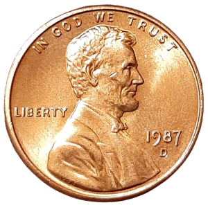 Stany Zjednoczone 1 Cent KM 201b 1987D UNC