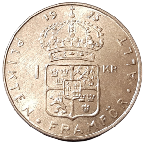 Sweden 1 Krona KM 826a 1973 UNC