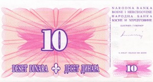 Bośnia i Hercegowina 10 Dinara P-41 1994 UNC