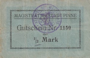 Pniewy Pinne  1/2 Mark D-289.1a  1914 VG