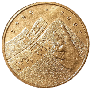 Polska 2 Złote KM 565 25 rocznica utworzenia NSZZ Solidarność 2005 UNC