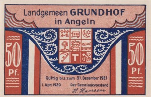 Grundhof in Angeln 50 Pf G-493.1 1.4.1920-31.12.1921 AU/UNC 1.Kirche