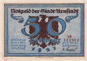 Arnstadt 50 Pf G-43.3a 1921 VF st