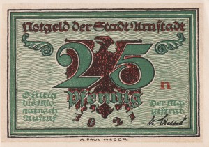 Arnstadt 25 Pf G-43.2 1921 XF n