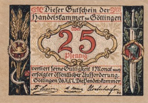 Gottingen 25 Pf G-G25 26.4.1917 AU/UNC 