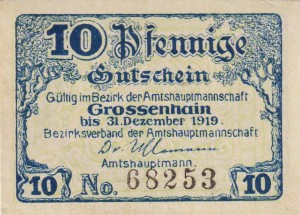 Grossenhain 10 Pf G-G52.1a 31.12.1919 aUNC
