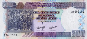 Burundi 500 Francs 2007 P38 UNC
