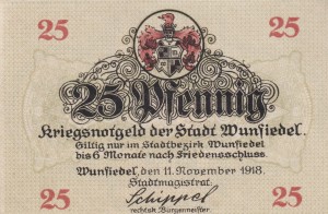 Wunsiedel 25 Pf G-W66.2b 11.11.1918 aUNC Turm mit Tor