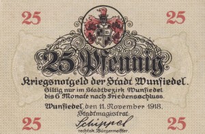 Wunsiedel 25 Pf G-W66.2a 11.11.1918 aUNC Strasse mit Kirche