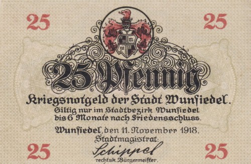 Wunsiedel 25 Pf G-66.2a 11.11.1918 aUNC Strasse mit Kirche A.jpg