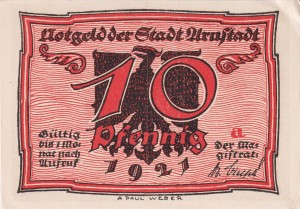 Arnstadt 10 Pf G-43.1 1921 XF Bst: a
