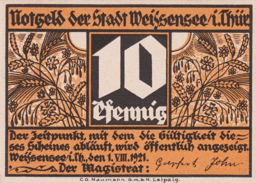 Weissensee i. Thur 10 Pf G-1404.1 1.8.1921 aUNC A.jpg