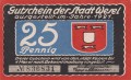 Wesel 25 Pf G-W31.5 1921 aUNC A.jpg
