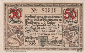 Weilburg 50 Pf G-W19.6 1.10.1920 VF