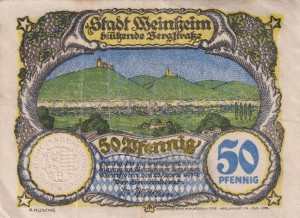 Weinheim 50 Pf G-W21.2 23.4.1919 F
