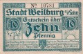 Weilburg 10 Pf G-W19.5 9.1920 VF A.jpg