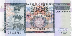 Burundi 1000 Francs 2009 P46 UNC