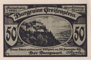 Greifenstein bei Blankenburg 50 Pf G-469.2 1921 aUNC