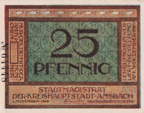 Ansbach 25 Pf G-A20.5 1.11.1918-31.12.1919 XF A.jpg