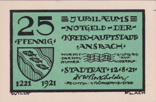 Ansbach 25 Pf G-35.1 12.8.1921 aUNC A.jpg