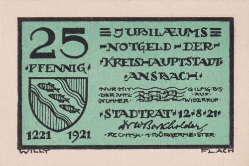 Ansbach 25 Pf G-35.1 12.8.1921 aUNC 1221 A.jpg