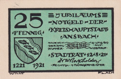 Ansbach 25 Pf G-35.1 12.8.1921 aUNC 1531 A.jpg