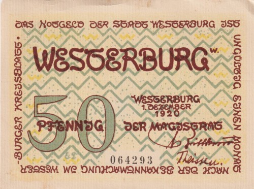 Westerburg 50 Pf G-1412.3.2 1.12.1920 VF Hallenkirche A.jpg