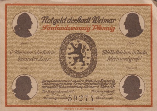 Weimar 25 Pf G-1398 1.3.1921 VF 5. Weimar A.jpg