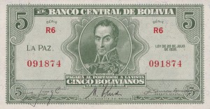 Boliwia 5 Bolivianos P-129 1928 UNC