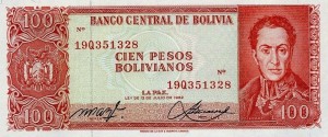 Boliwia 100 Pesos P-164A 1962 UNC