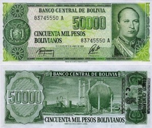Boliwia 50000 Pesos P-196 1987 UNC