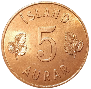 Islandia 5 Aurar KM 9 1966 UNC-