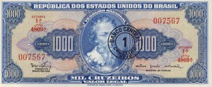 Brazylia 1 Cruzeiro P-187b 1966-67 UNC