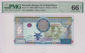 Burundi  2000 Francs 2008 - P- 47 - PMG 66 EPQ