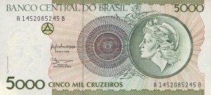 Brazylia 5000 Cruzeiros P-227 1990 UNC