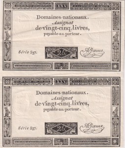 France 25 livres P-A71 1793 2 pieces