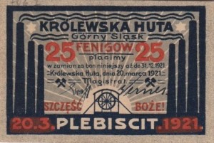 Königshütte (Chorzów) Królewska Huta 25 Pf 20.03.1921 UNC-