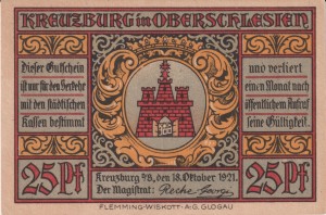 Kreuzburg (Kluczbork) 25 Pf G-744.2 18.10.1921 UNC-