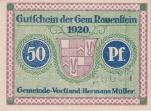Rauenstein 50 Pf G-R10.1c 1920 UNC