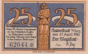 Halberstadt 25 Pf G-504.3a 27.04.1921 UNC 