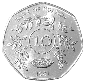 Uganda 10 Szylingów KM 30 1987 UNC