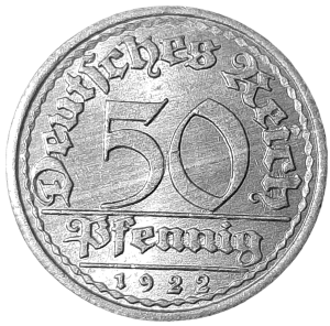 Niemcy 50 Fenigów KM 27 1922E -UNC