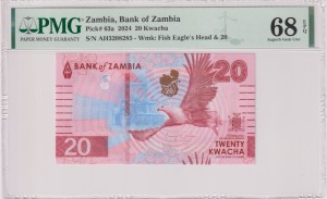 Zambia 20 Kwacha P-63a 2024 PMG68