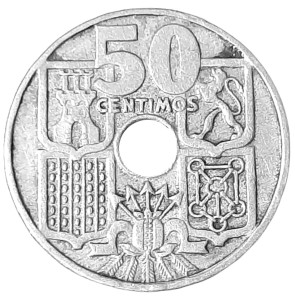 Hiszpania 50 Centymów KM 777 1949 VF