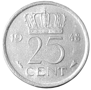 Holandia 25 Centów KM 178 1948 XF
