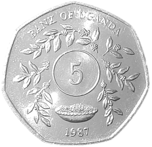 Uganda 5 Szylingów KM 29 1987 UNC
