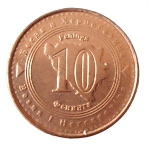 Bośnia i Hercegowina 10 Fenigów KM 115 1988 UNC